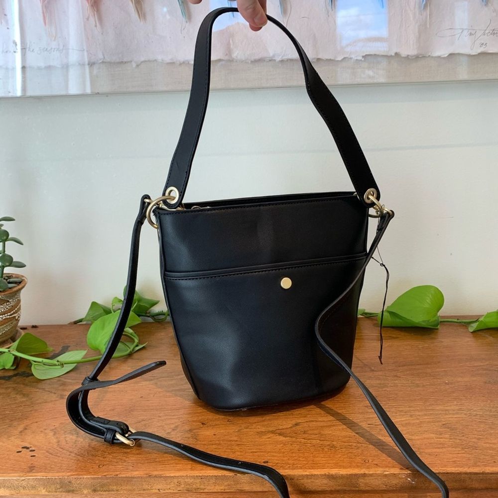 Sole Society Black Faux Leather Bucket Bag NWOT